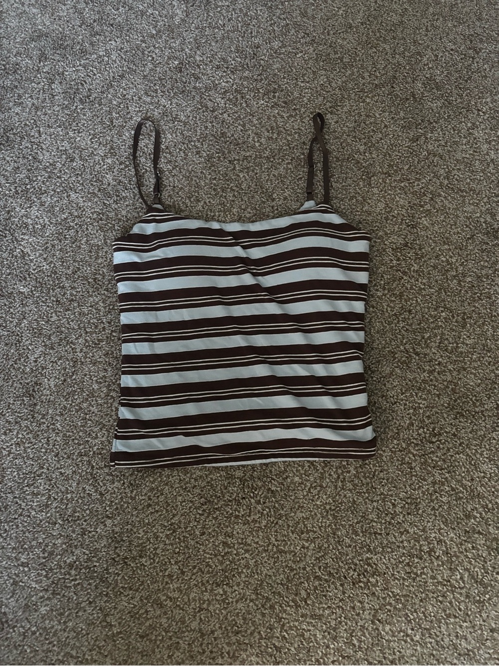 Pink Rose Brown and White Striped Spaghetti Strap Tank
